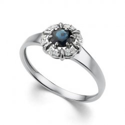 Inel din aur alb cu pietre Diamant, Safir
