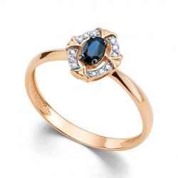 Inel din aur roșu cu pietre Diamant, Safir