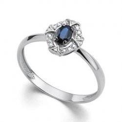 Inel din aur alb cu pietre Diamant, Safir