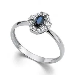 Inel din aur alb cu Diamant, Safir
