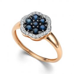 Inel din aur roșu cu pietre Diamant, Safir
