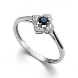 Inel din aur alb cu pietre Diamant, Safir