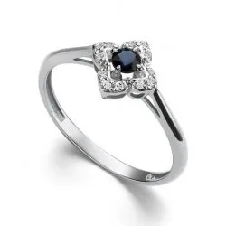 Inel din aur alb cu Diamant, Safir