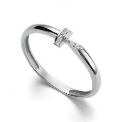 Inel din aur alb cu pietre Diamant