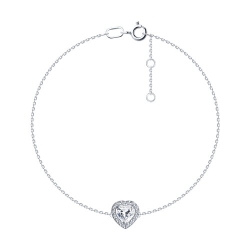 Brățară Love din aur alb cu pietre Cubic Zirconia Incolor