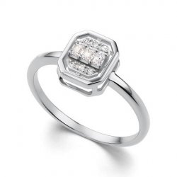 Inel din aur alb cu pietre Diamant