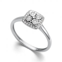 Inel din aur alb cu pietre Diamant