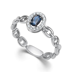 Inel din aur alb cu pietre Diamant, Safir
