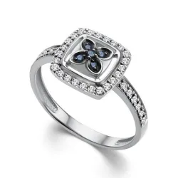 Inel din aur alb cu Diamant, Safir