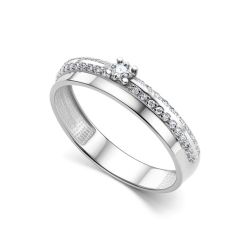 Кольцо из белого золота с камнями Бриллиант