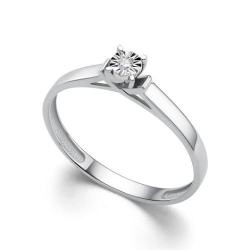 Кольцо из белого золота с камнями Бриллиант