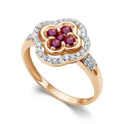 Кольцо из красного золота с камнями Бриллиант, Рубин