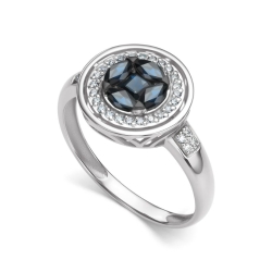 Кольцо из белого золота с камнями Бриллиант, Сапфир