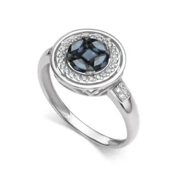 Inel din aur alb cu Diamant, Safir