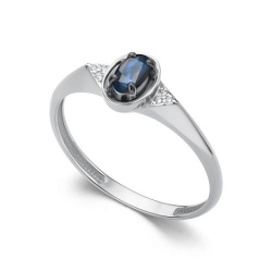 Inel din aur alb cu pietre Diamant, Safir