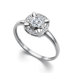 Inel din aur alb cu pietre Diamant