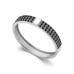 Кольцо из белого золота с камнями Черный бриллиант