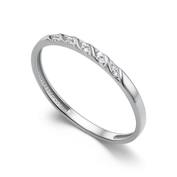 Verighetă din aur alb cu pietre Diamant