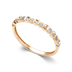 Verighetă din aur roșu cu pietre Diamant