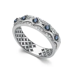 Inel din aur alb cu Diamant, Safir