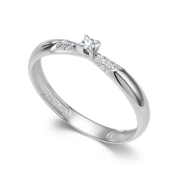 Inel din aur alb cu pietre Diamant