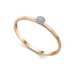 Кольцо из красного золота с камнями Бриллиант