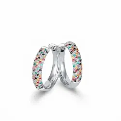 Cercei Creole din aur alb cu Diamant, Diamant negru și Diamant Ice Blue