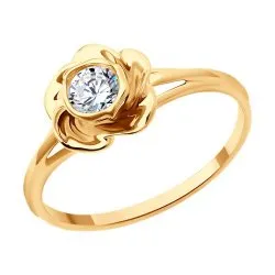Inel din aur roșu cu Cubic Zirconia Incolor