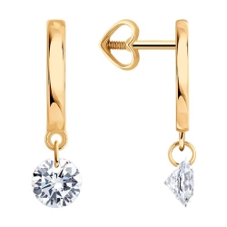 Cercei Pusete din aur roșu cu pietre Cubic Zirconia Incolor