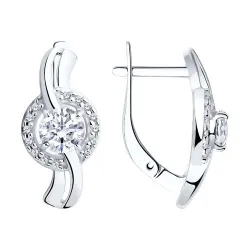 Серьги из серебра с камнями Фианит