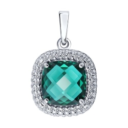Pandantiv din argint  cu pietre Cubic Zirconia Incolor, Cuart Verde (sint.)