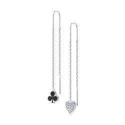 Cercei Lanț din argint cu Cubic Zirconia Incolor, Cubic Zirconia Negru