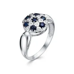 Inel din aur alb cu Diamant, Safir