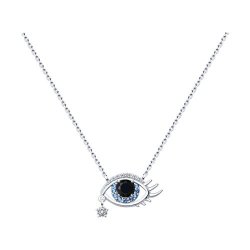 Colier din argint  cu pietre Cubic Zirconia Incolor, Cubic Zirconia Albastru și Cubic Zirconia Negru