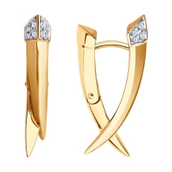 Cercei Creole din aur roșu cu pietre Cubic Zirconia Incolor
