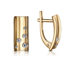 Cercei din aur roșu cu pietre Cubic Zirconia Incolor