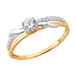 Inel din aur roșu cu pietre Cubic Zirconia Incolor