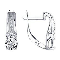 Cercei din argint  cu pietre Diamant, Cubic Zirconia Incolor