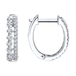Серьги Конго из белого золота с камнями Бриллиант