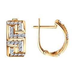 Серьги из красного золота с камнями Фианит