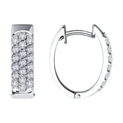 Cercei Creole din aur alb cu Diamant