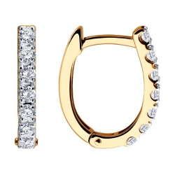 Cercei Creole din aur roșu cu pietre Cubic Zirconia Incolor