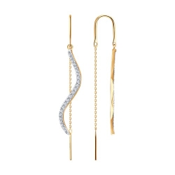 Cercei Lanț din aur roșu cu pietre Cubic Zirconia Incolor