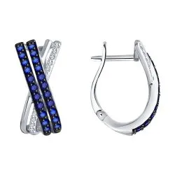 Cercei din aur alb cu Diamant, Safir