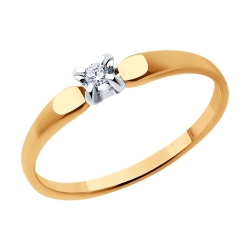 Кольцо из красного золота с камнями Фианит