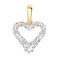 Pandantiv din aur roșu cu pietre Cubic Zirconia Incolor