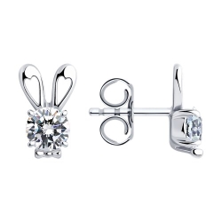 Cercei Pusete din argint  cu pietre Cubic Zirconia Incolor