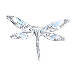 Broșă din argint  cu pietre Cubic Zirconia Incolor, Emailare