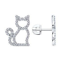 Cercei Pusete din argint  cu pietre Cubic Zirconia Incolor