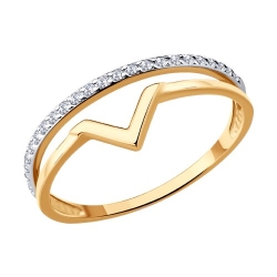 Inel din aur roșu cu pietre Cubic Zirconia Incolor